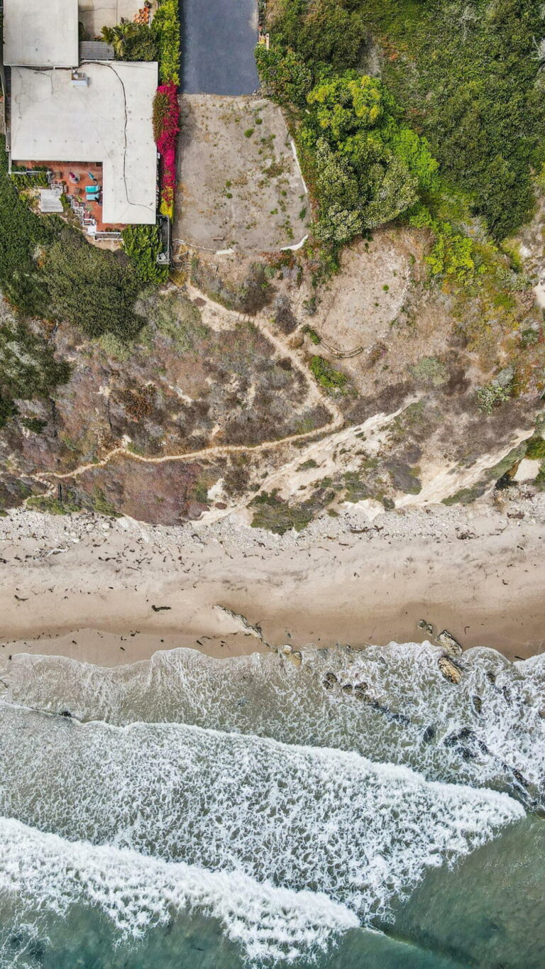 Aerial view of lot and coast